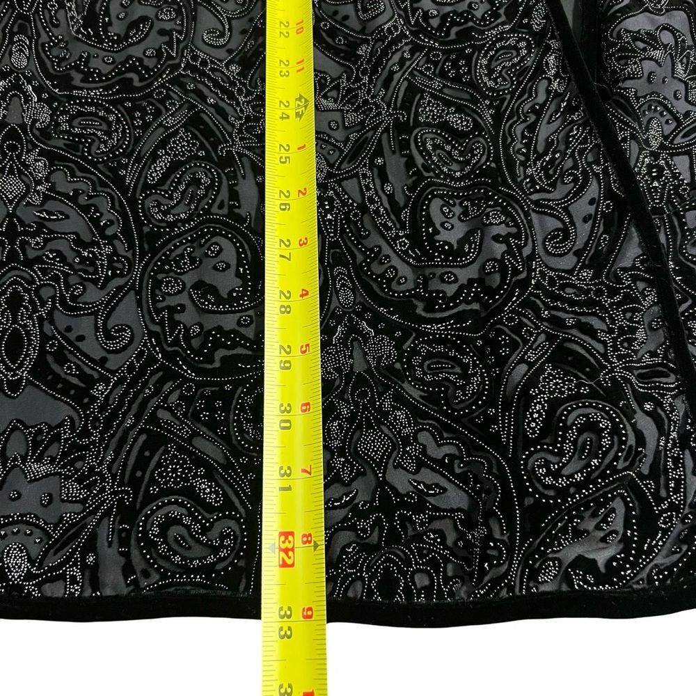 August Max Womens Black Velvet Burnout Cardigan Sz 1X Scarf Boho Gothic Evening - Picture 10 of 11